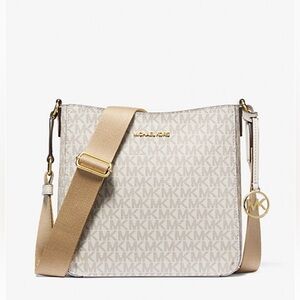 NWT MK Logo-print canvas w/Gold hardware Miniature Crossbody